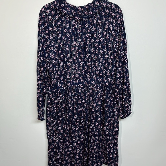 Boden Metallic Frill Detail Dress Navy Berry Sprig Size 16/18L NWT - Picture 6 of 9